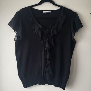 Fred David Petite Black Short Sleeve Knit Top